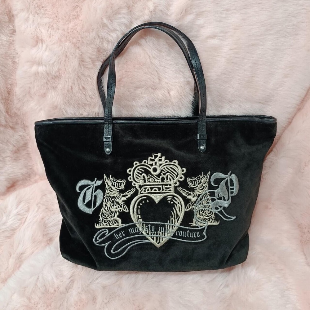 Vintage Juicy Couture Bag Purse Tote Scottie Dog Her Majesty Crown Heart Logo